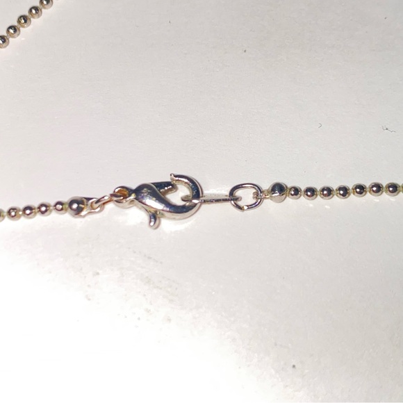 Clear Crystal Baseball Pendant on Silvertone Ball Chain Necklace - Picture 5 of 10